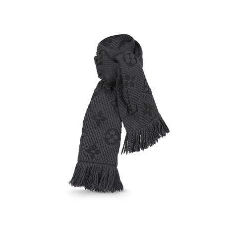 louis vuitton logomania scarf charcoal grey|louis vuitton monogram scarf.